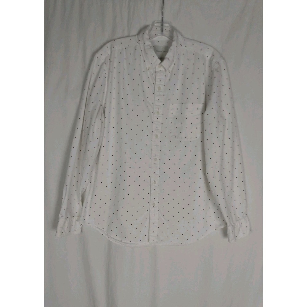 AMERICAN EAGLE Men's White Button- Down Long-Sleeve Shirt Size L